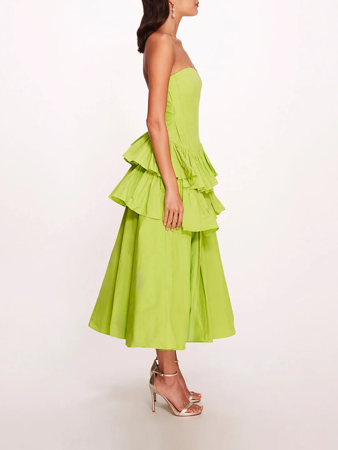 Taffeta Tiered Ruffle Midi Dress sold by Marchesa product image thumbnail 3