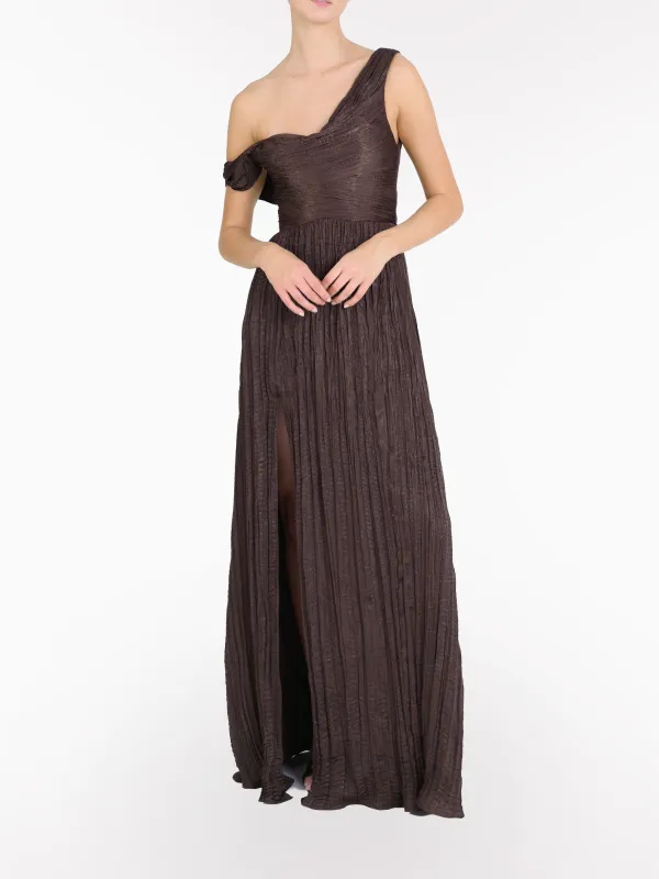 One-Shoulder Pleated Satin Gown sold by Marchesa