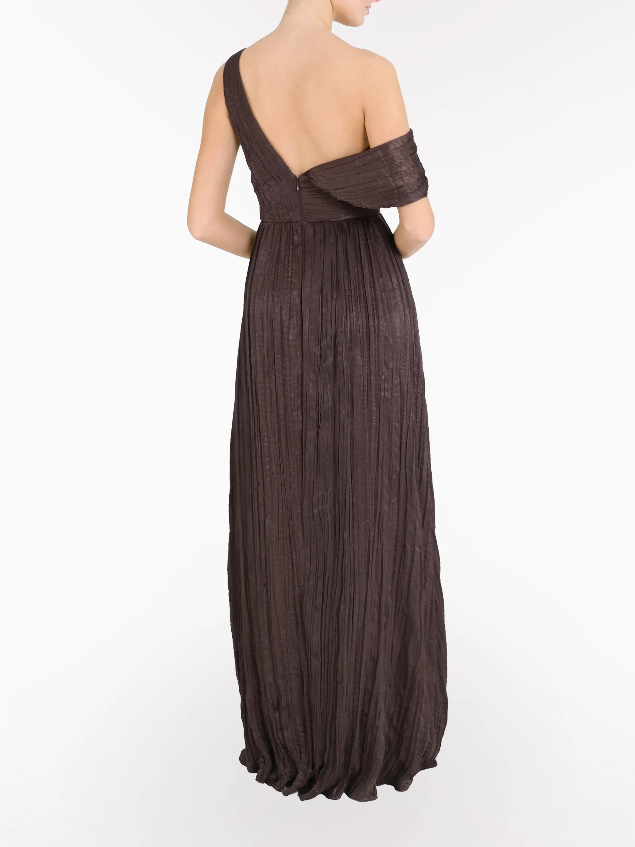 One-Shoulder Pleated Satin Gown sold by Marchesa product image thumbnail 2