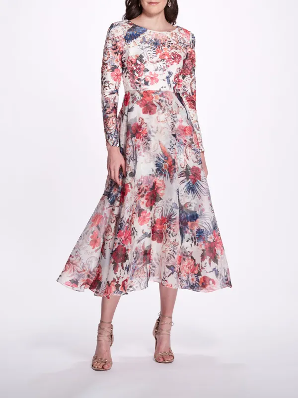 Back Keyhole Tea Length Midi Dress sold by Marchesa