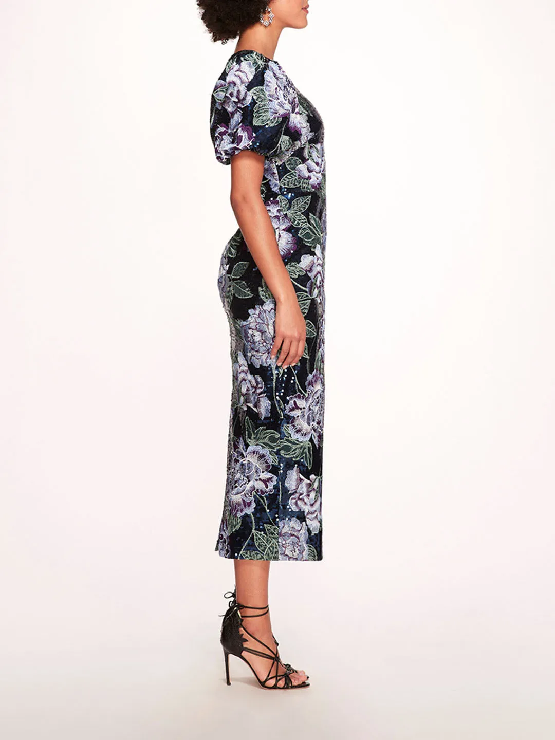 Bubble Sleeve Sequin Midi Dress sold by Marchesa product image thumbnail 3