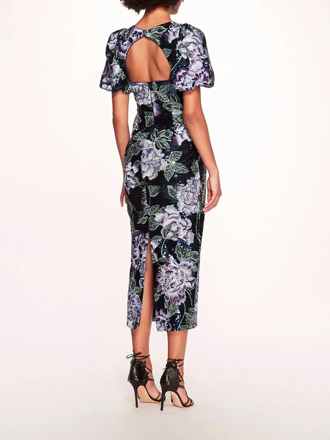 Bubble Sleeve Sequin Midi Dress sold by Marchesa product image thumbnail 2