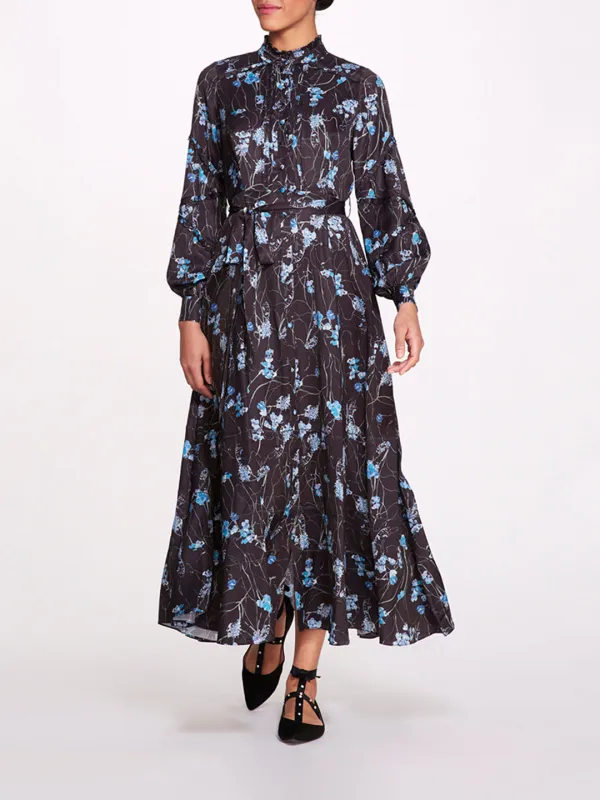 Fiorella Sateen Maxi Shirtdress sold by Marchesa