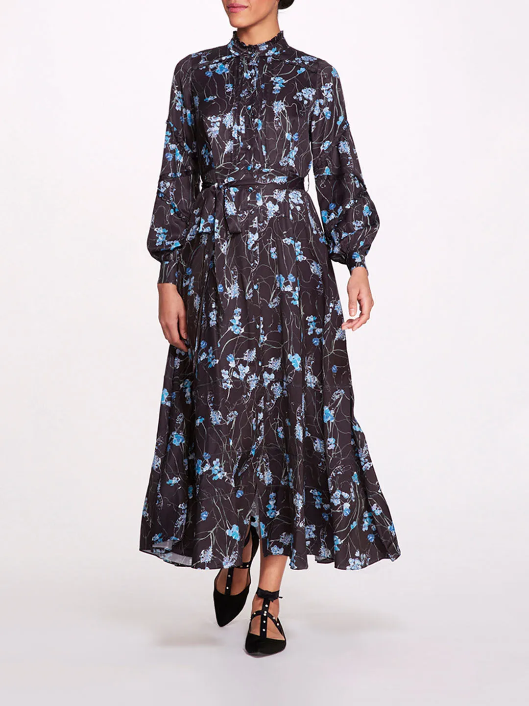 Fiorella Sateen Maxi Shirtdress sold by Marchesa