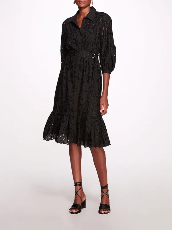 Viola Laser Cut Floral Midi Shirt Dress sold by Marchesa