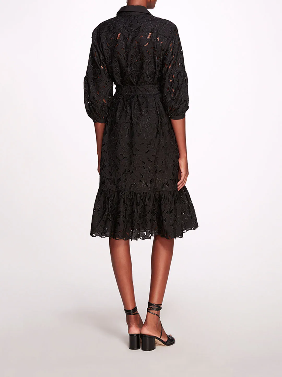 Viola Laser Cut Floral Midi Shirt Dress sold by Marchesa product image thumbnail 3