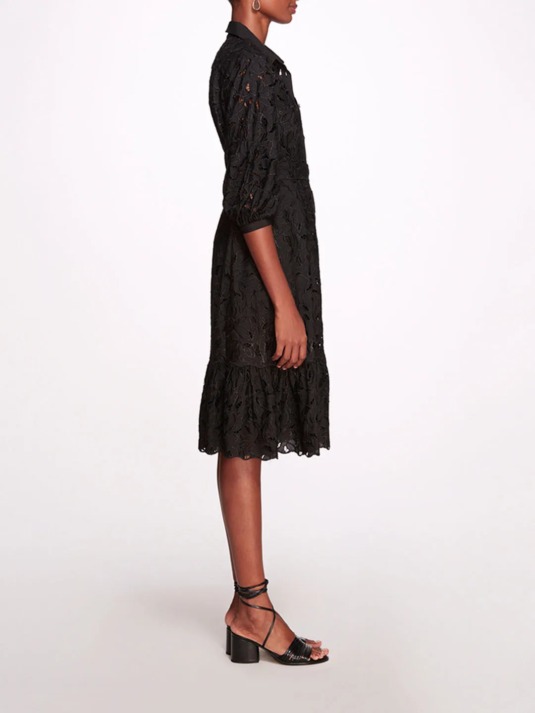 Viola Laser Cut Floral Midi Shirt Dress sold by Marchesa product image thumbnail 2