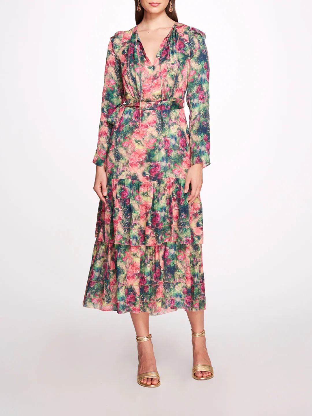 Amber Printed Georgette Maxi Dress sold by Marchesa