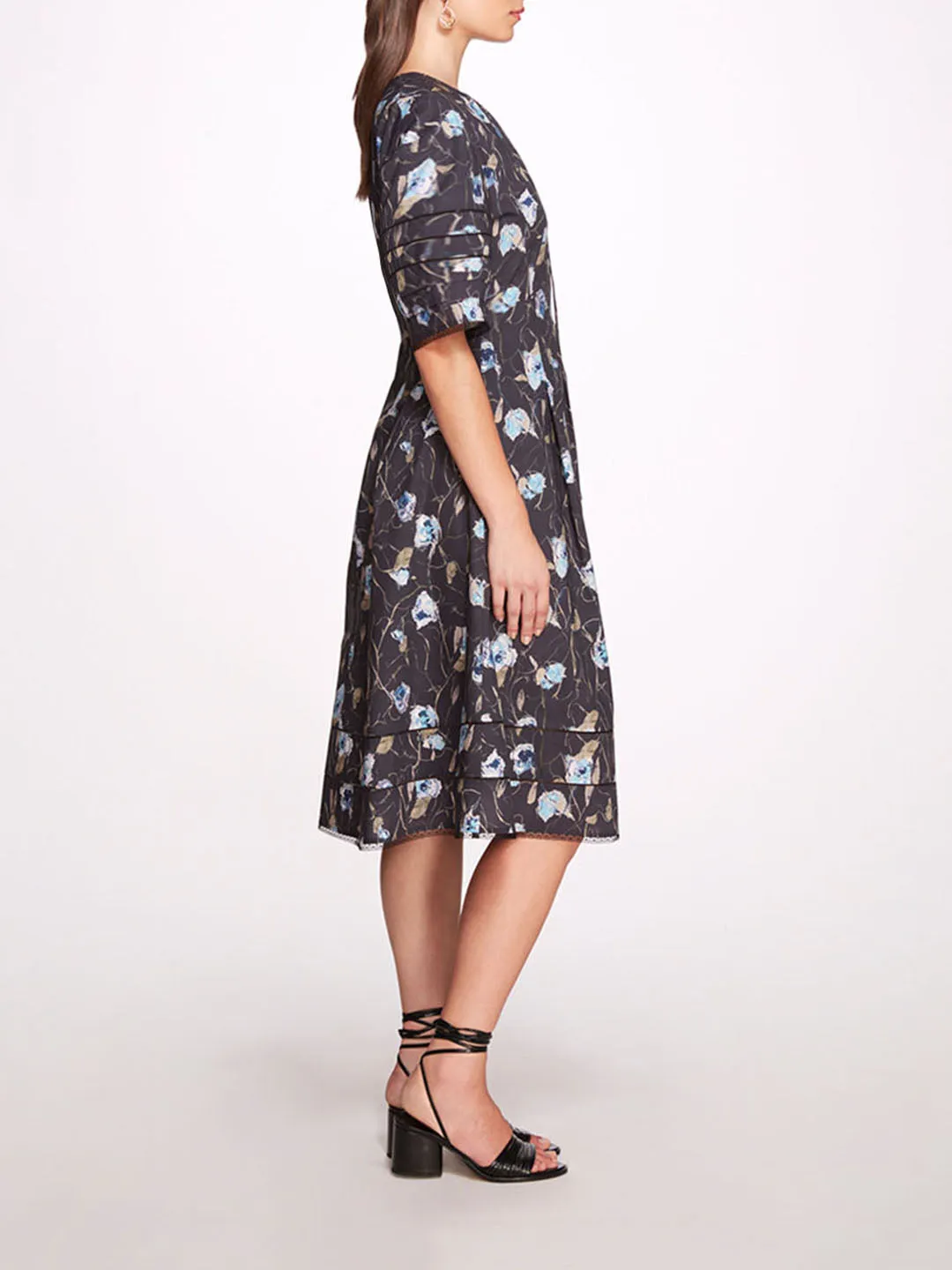 VIntage Aster Floral Print & Lace Midi sold by Marchesa product image thumbnail 3