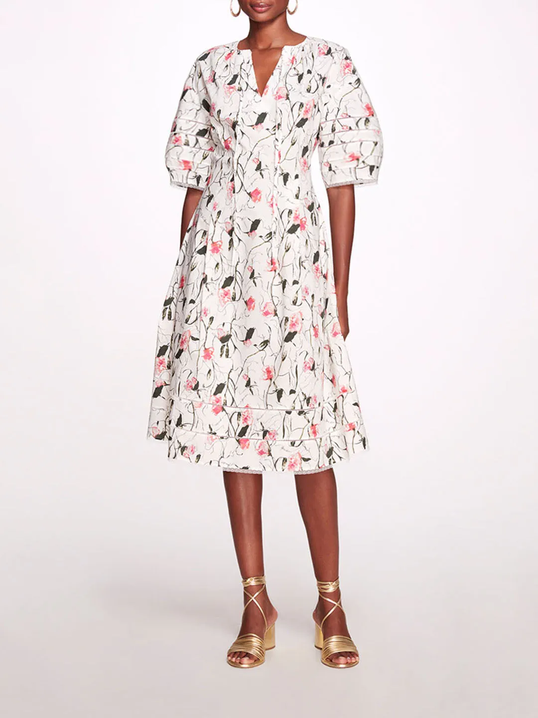 Vintage Aster Floral Print & Lace Midi sold by Marchesa