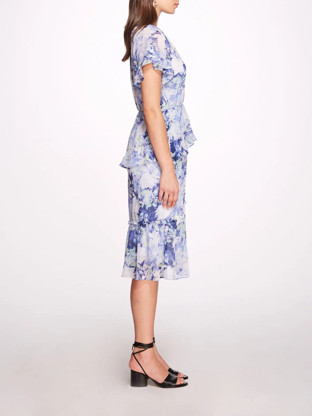 Lita Chiffon Midi Ruffle Dress sold by Marchesa product image thumbnail 3