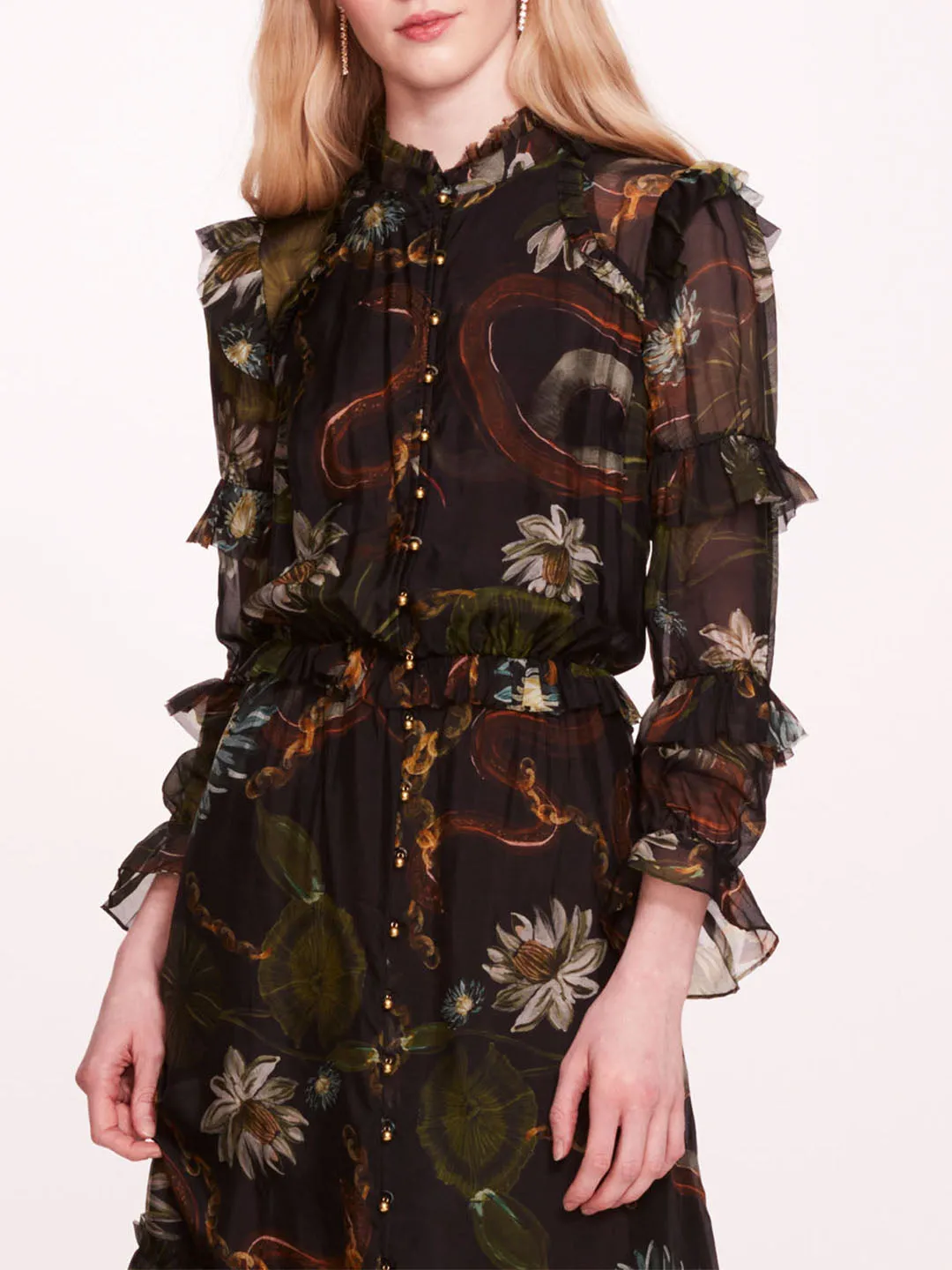 Silk Lily Midi Dress sold by Marchesa product image thumbnail 4