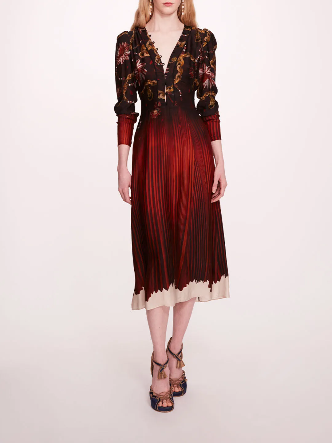 Viscose Georgette V-Neck Midi Dress sold by Marchesa