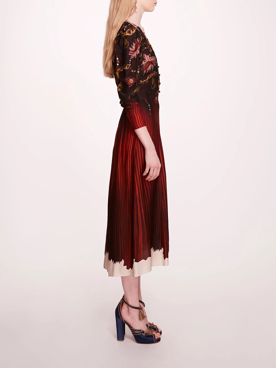 Viscose Georgette V-Neck Midi Dress sold by Marchesa product image thumbnail 3