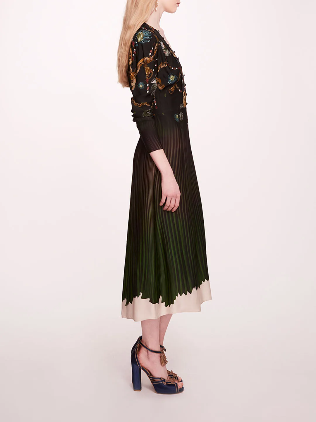 Viscose Georgette V-Neck Midi Dress sold by Marchesa product image thumbnail 3