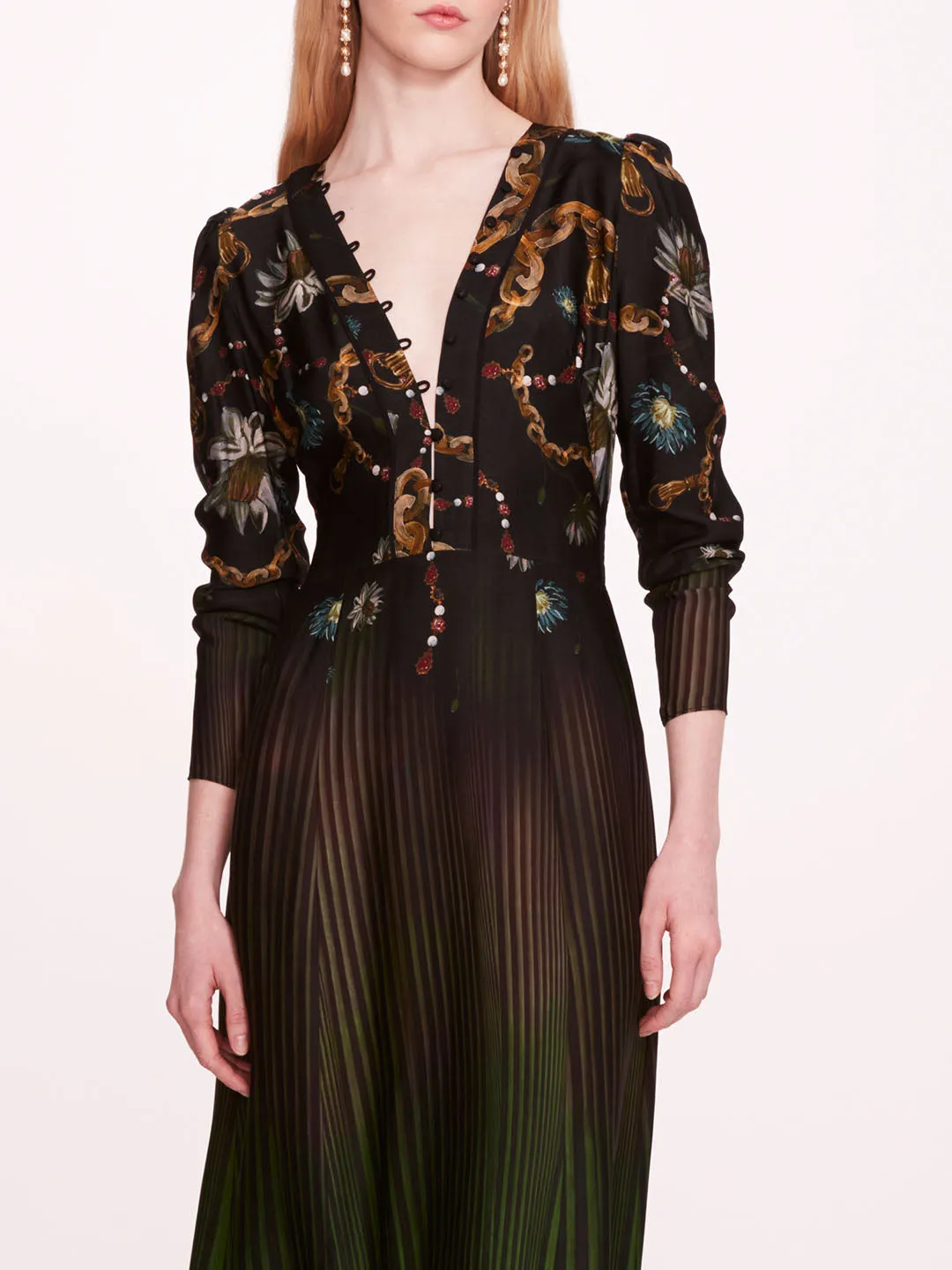 Viscose Georgette V-Neck Midi Dress sold by Marchesa product image thumbnail 4