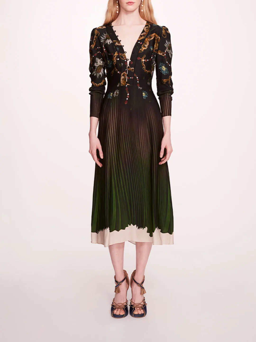 Viscose Georgette V-Neck Midi Dress sold by Marchesa