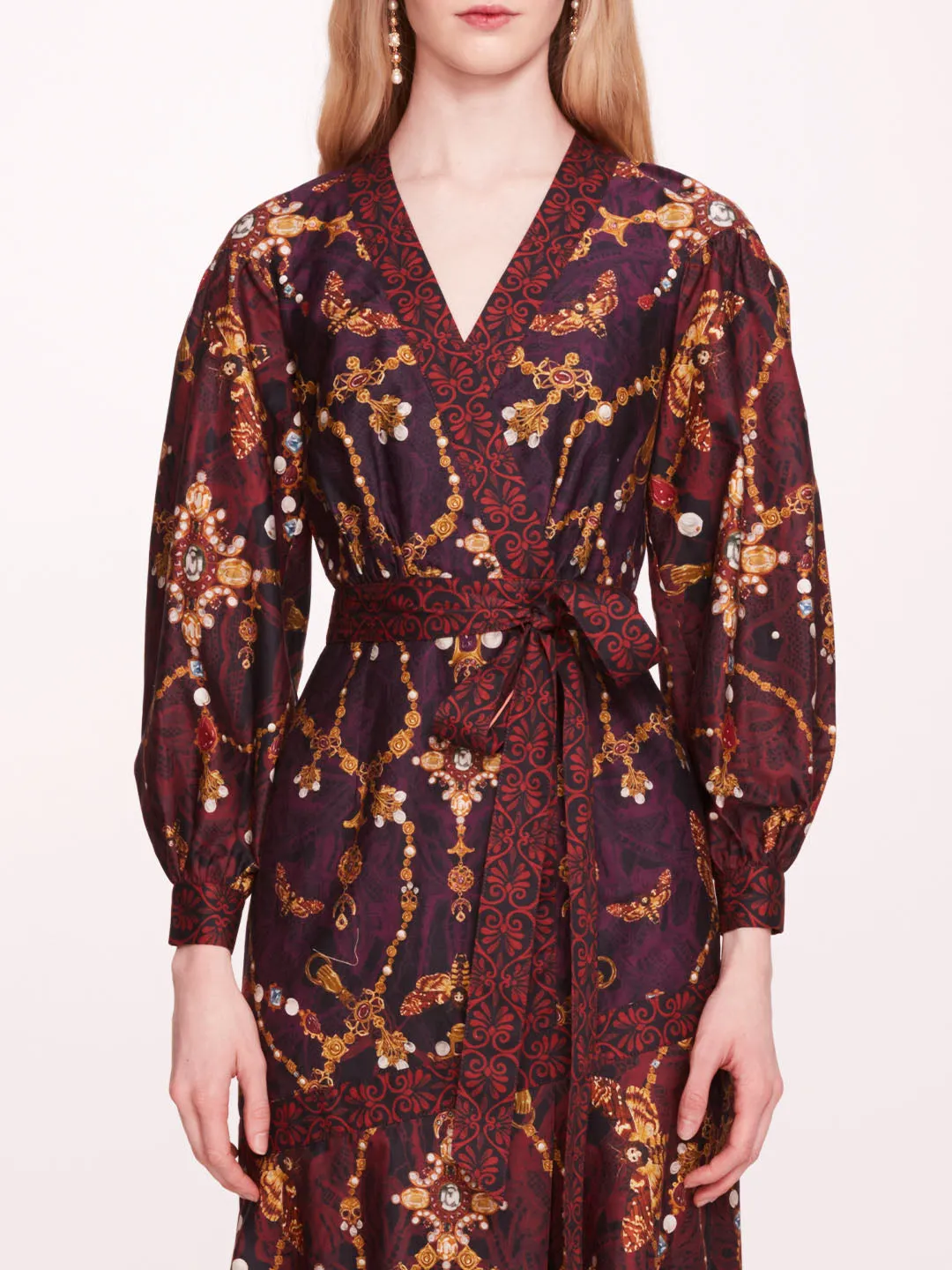 Printed Poplin Wrap Midi Dress sold by Marchesa product image thumbnail 4