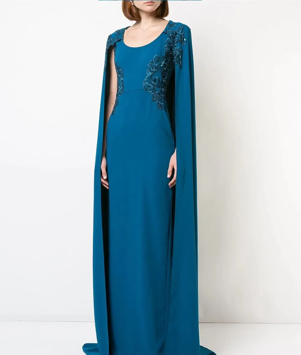 Crepe Caped Gown with Embroidery sold by Marchesa