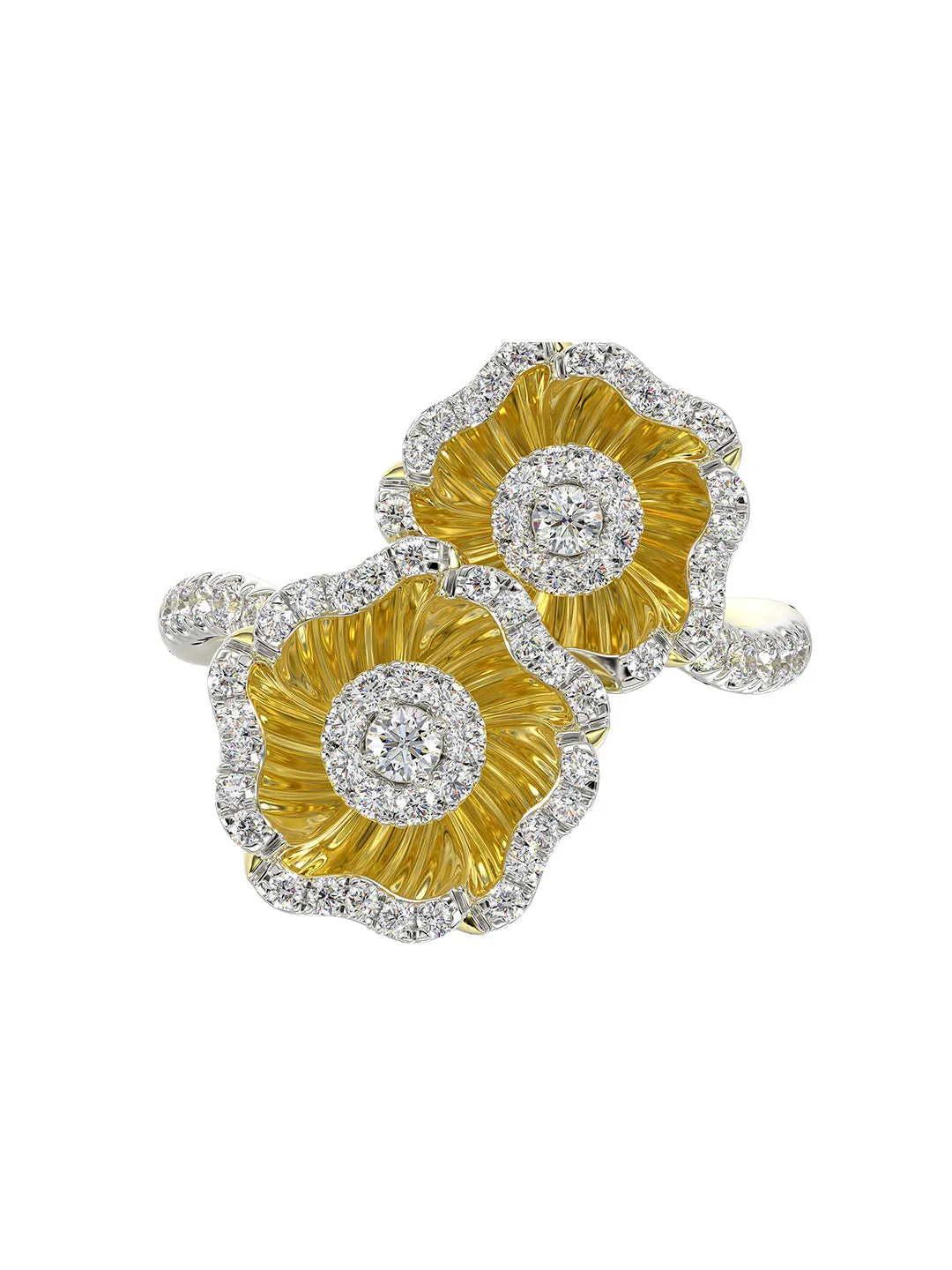 Halo Flower Yellow Gold Ring sold by Marchesa