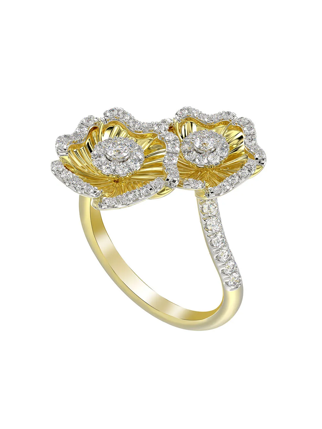 Halo Flower Yellow Gold Ring sold by Marchesa product image thumbnail 2