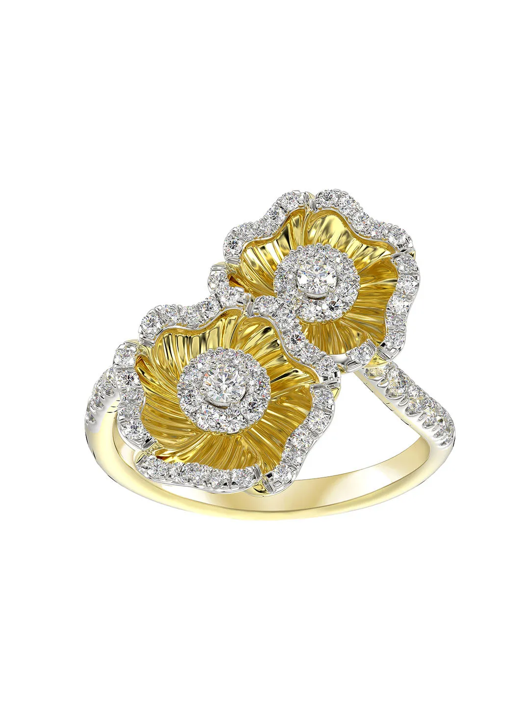Halo Flower Yellow Gold Ring sold by Marchesa product image thumbnail 3