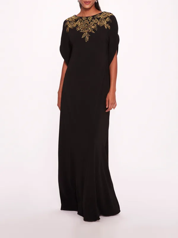 Embroidered Crepe Kaftan Gown made by Marchesa