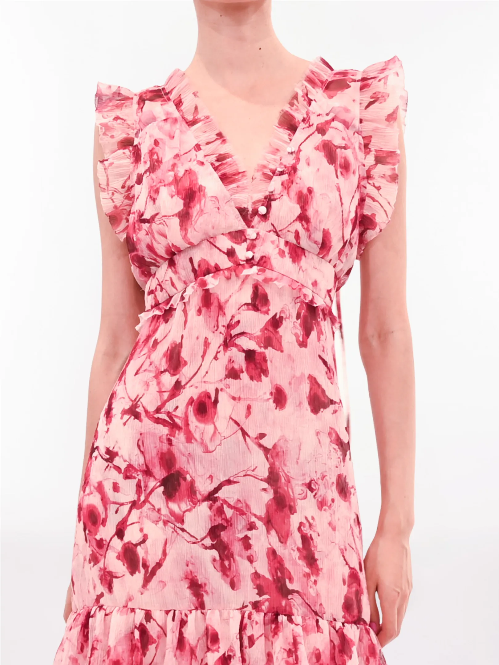 Watercolor Blooms Pleated Chiffon Maxi Dress sold by Marchesa product image thumbnail 2