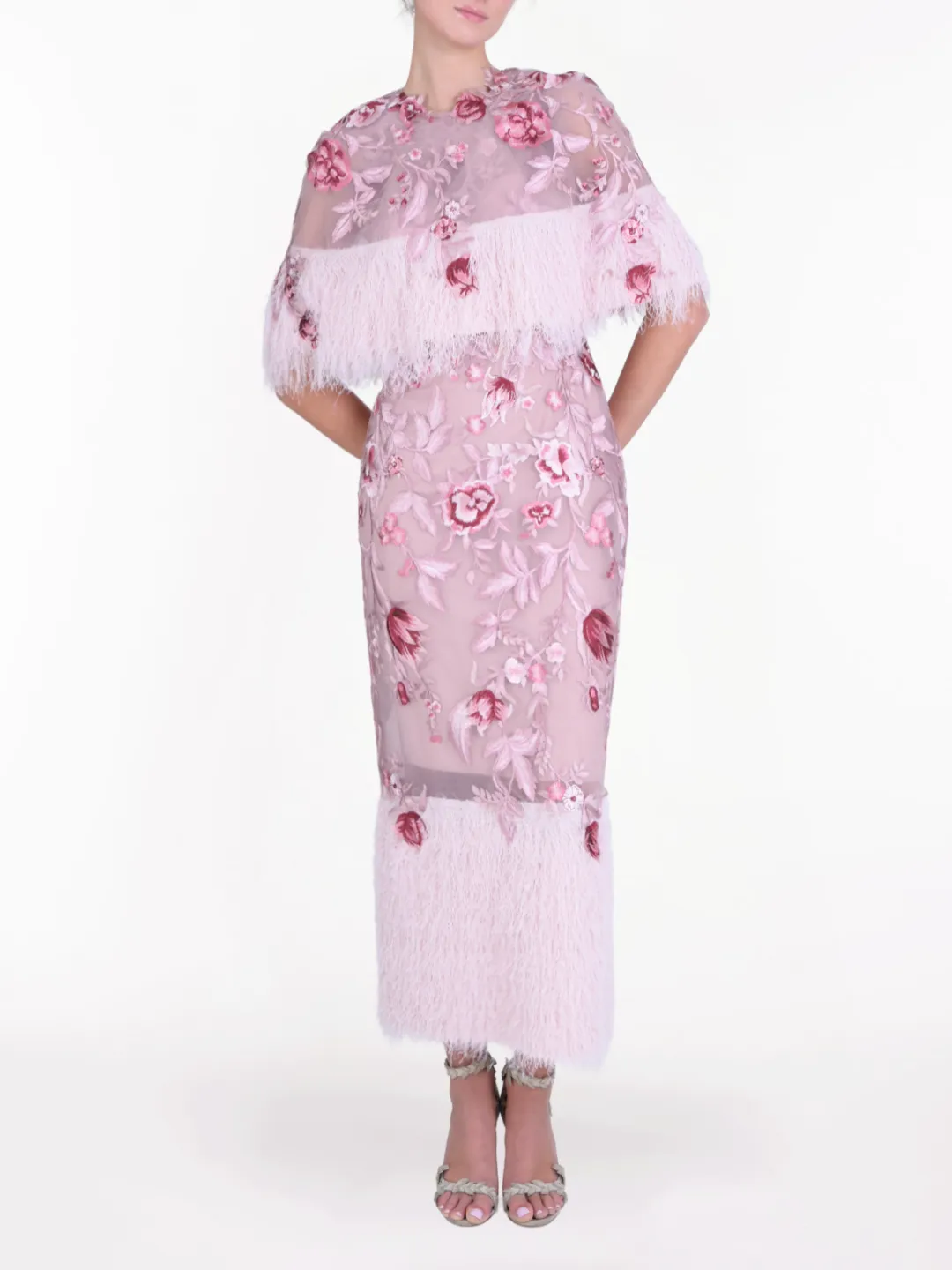 Botanist Bloom Embroidered Fringe Midi Dress sold by Marchesa product image thumbnail 4