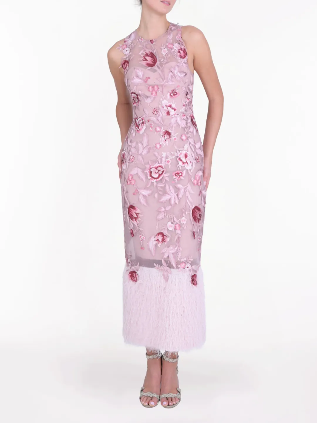 Botanist Bloom Embroidered Fringe Midi Dress sold by Marchesa