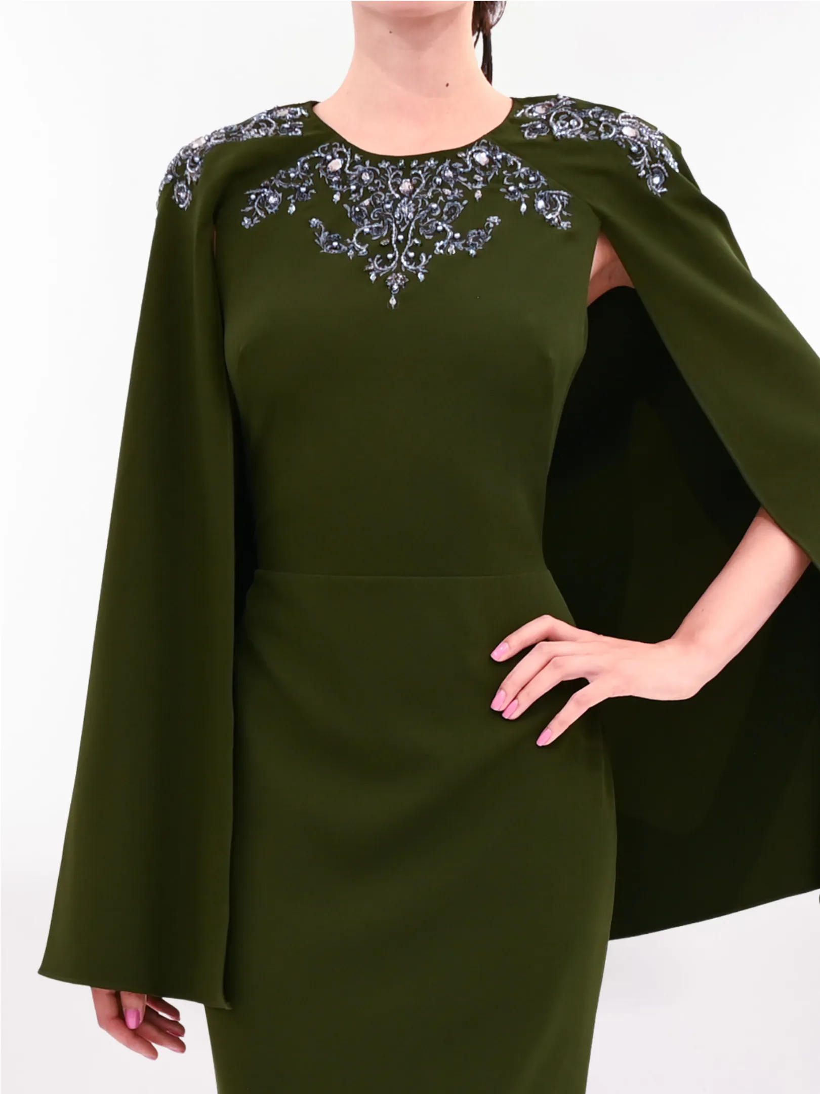 Stretch Crepe Cape Gown sold by Marchesa product image thumbnail 2