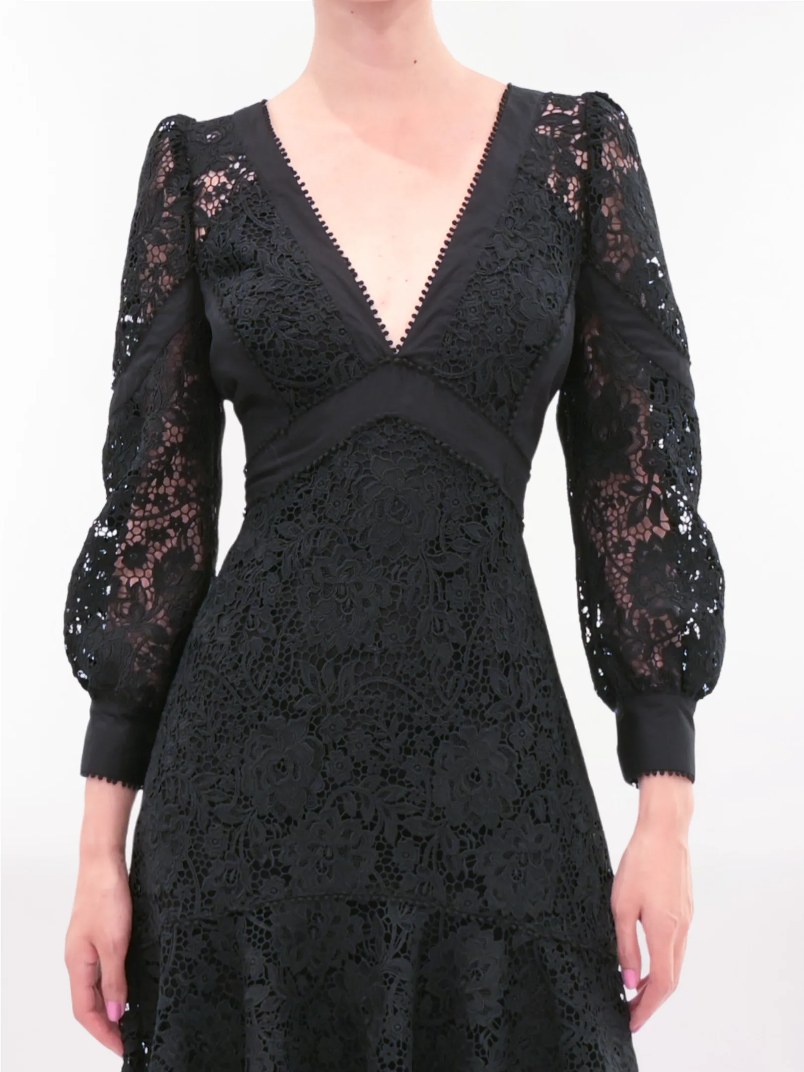 Lace Guipure Handkerchief Midi Dress sold by Marchesa product image thumbnail 2