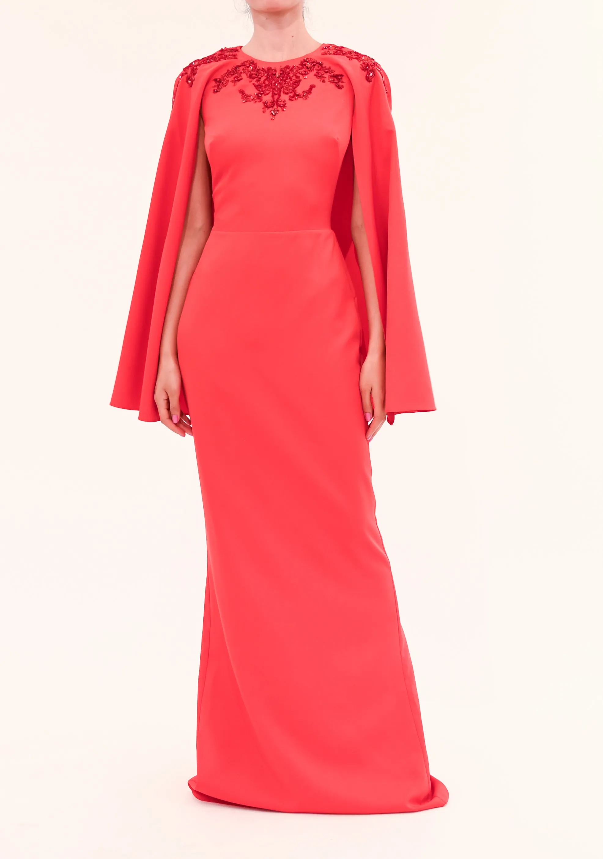 Stretch Crepe Cape Gown sold by Marchesa