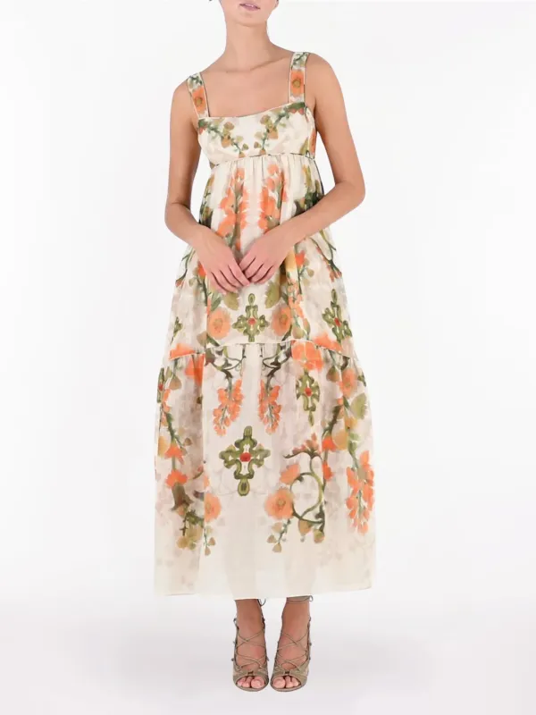Ramie Square Neck Maxi Dress made by Marchesa