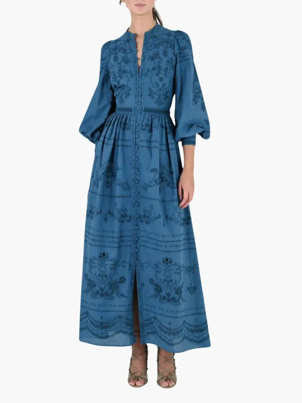 Embroidered Cotton Voile Tiered Maxi Dress sold by Marchesa
