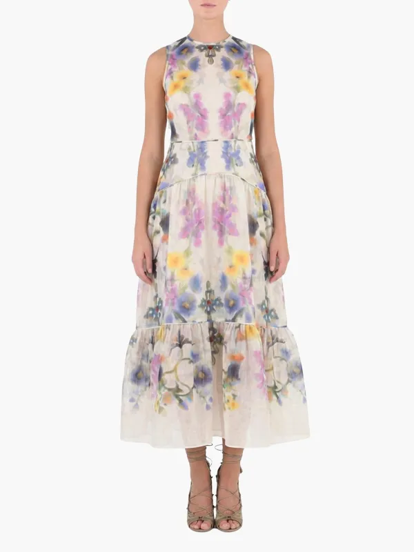 Ramie High Neck Tiered Maxi Dress made by Marchesa