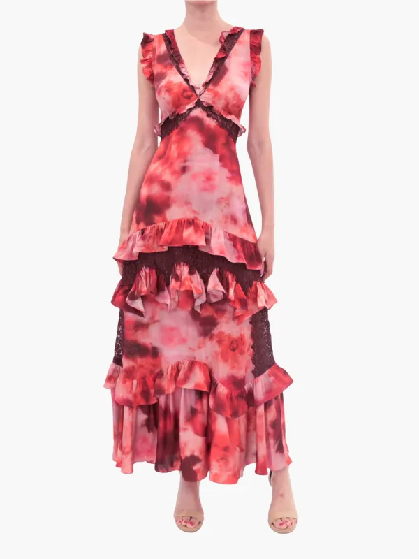 Watercolor Blooms Lace Viscose Maxi Dress made by Marchesa