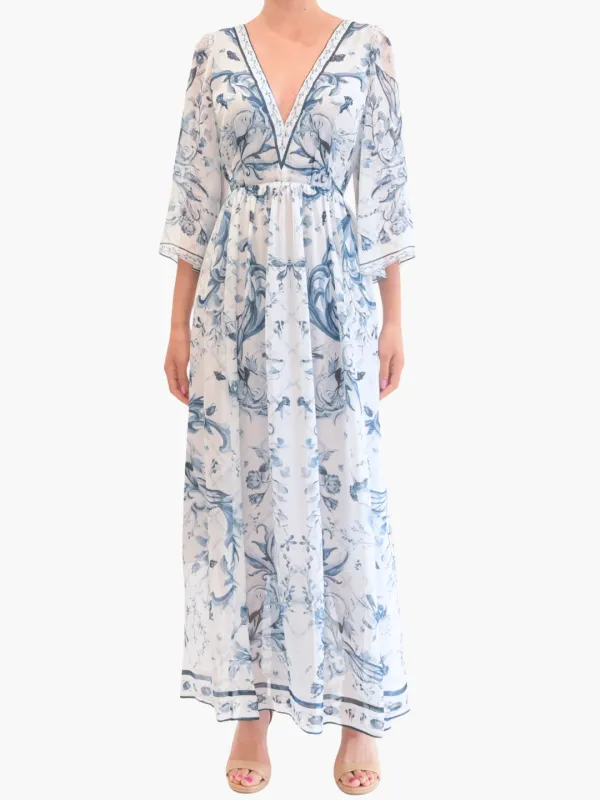 Gathered Silk Chiffon Maxi Dress sold by Marchesa