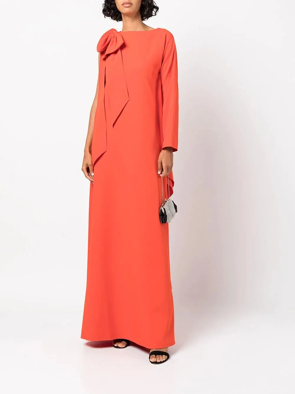 One Arm Draped Crepe Kaftan With Bow sold by Marchesa