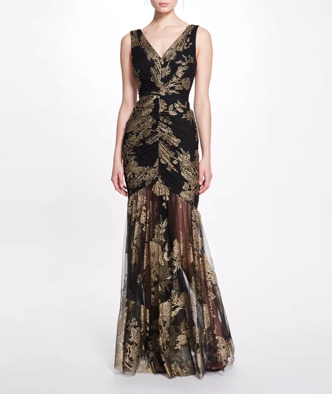 V-neck Ruched Gown sold by Marchesa