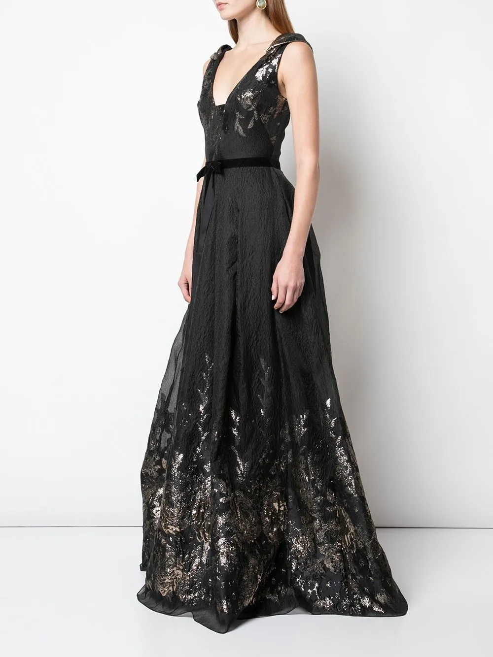 V-neck Metallic Fils Coupe Gown sold by Marchesa product image thumbnail 2