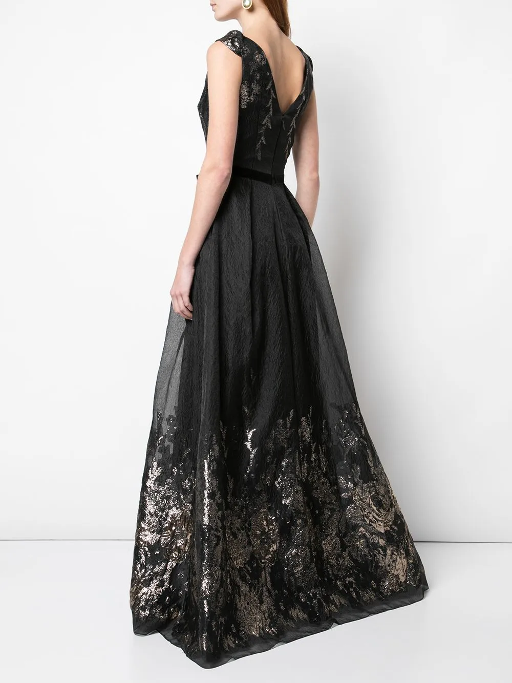 V-neck Metallic Fils Coupe Gown sold by Marchesa product image thumbnail 3