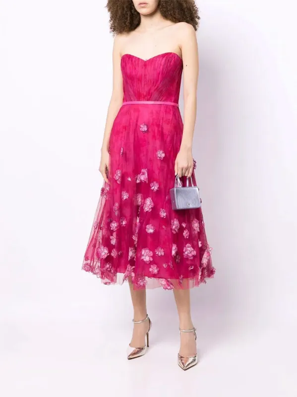 Strapless Draped Ombre Dress made by Marchesa