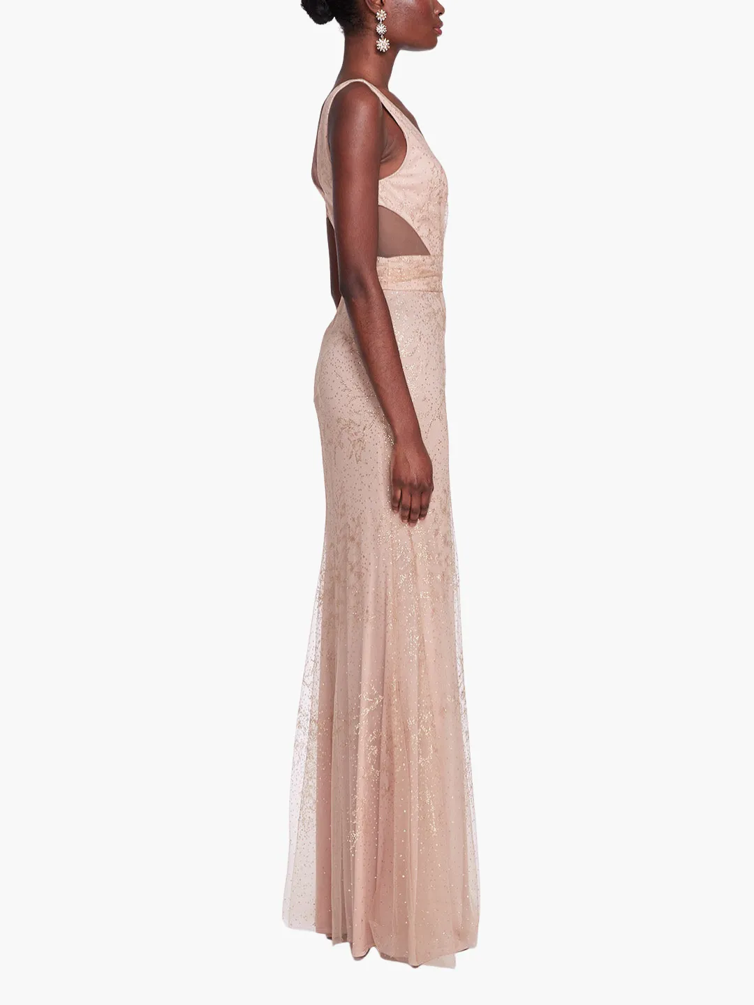 Sleeveless V-neck Glitter Gown sold by Marchesa product image thumbnail 3