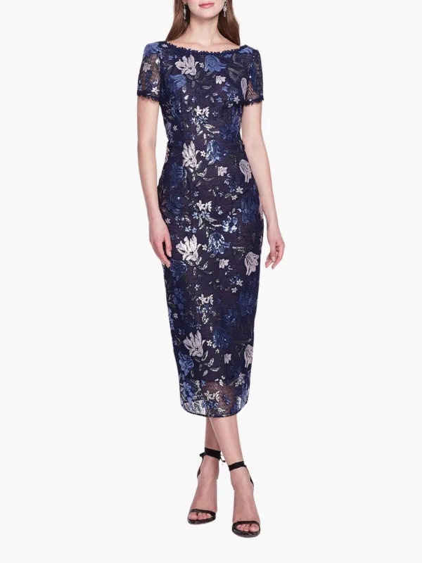 Cap Sleeve Tea-Length Midi Gown made by Marchesa