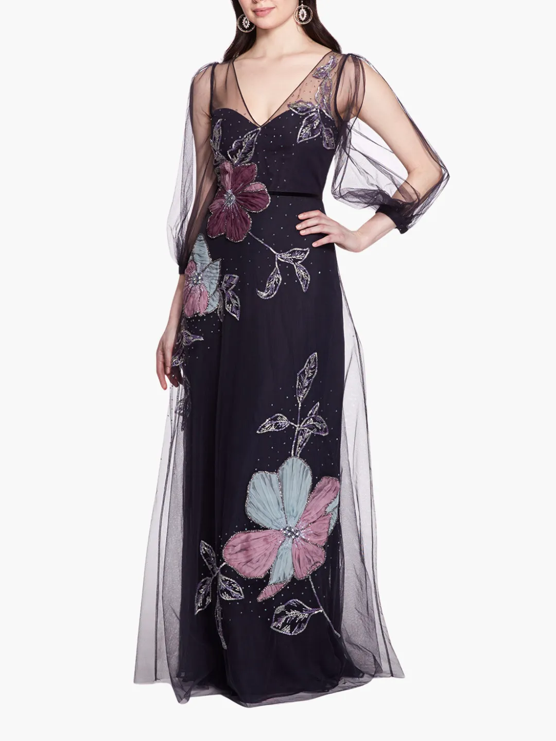 Beaded Floral A-line Gown sold by Marchesa