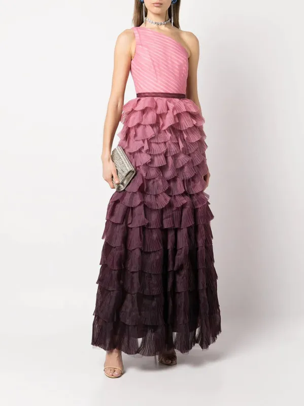One Shoulder Tiered Ruffle Gown sold by Marchesa