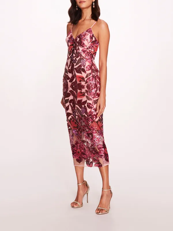Botanical Sequin Midi Dress sold by Marchesa