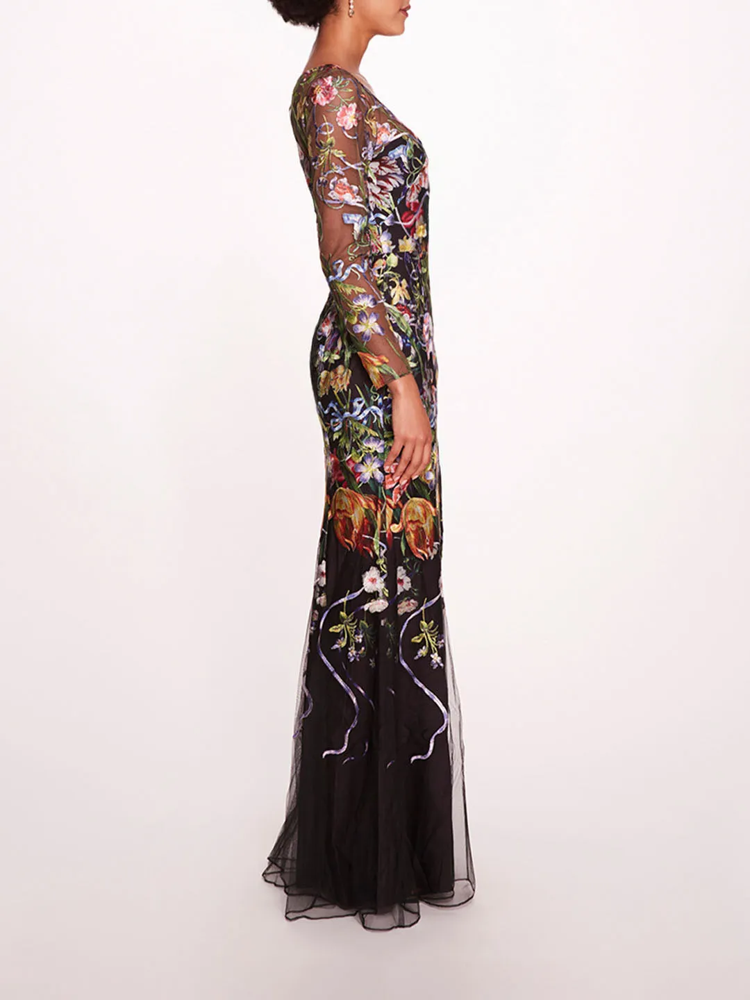 Ribbons Long Sleeve Gown sold by Marchesa product image thumbnail 3