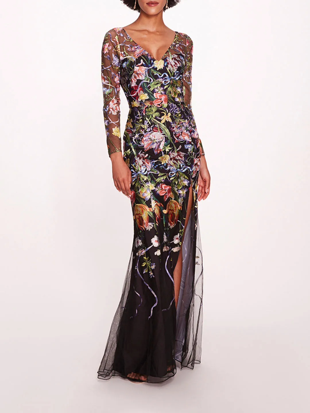 Ribbons Long Sleeve Gown sold by Marchesa